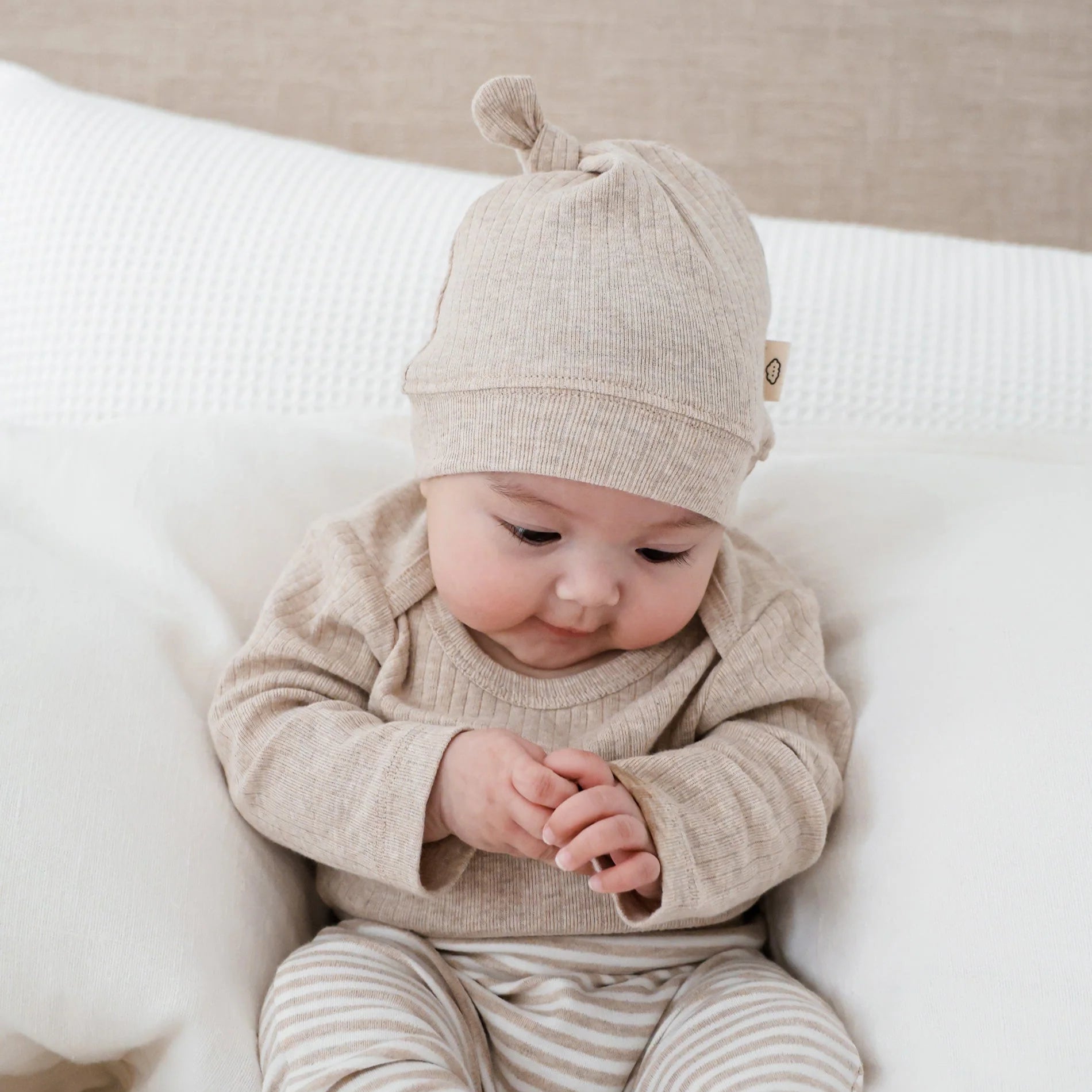 Comfy Baby Beanie - Heather Oat