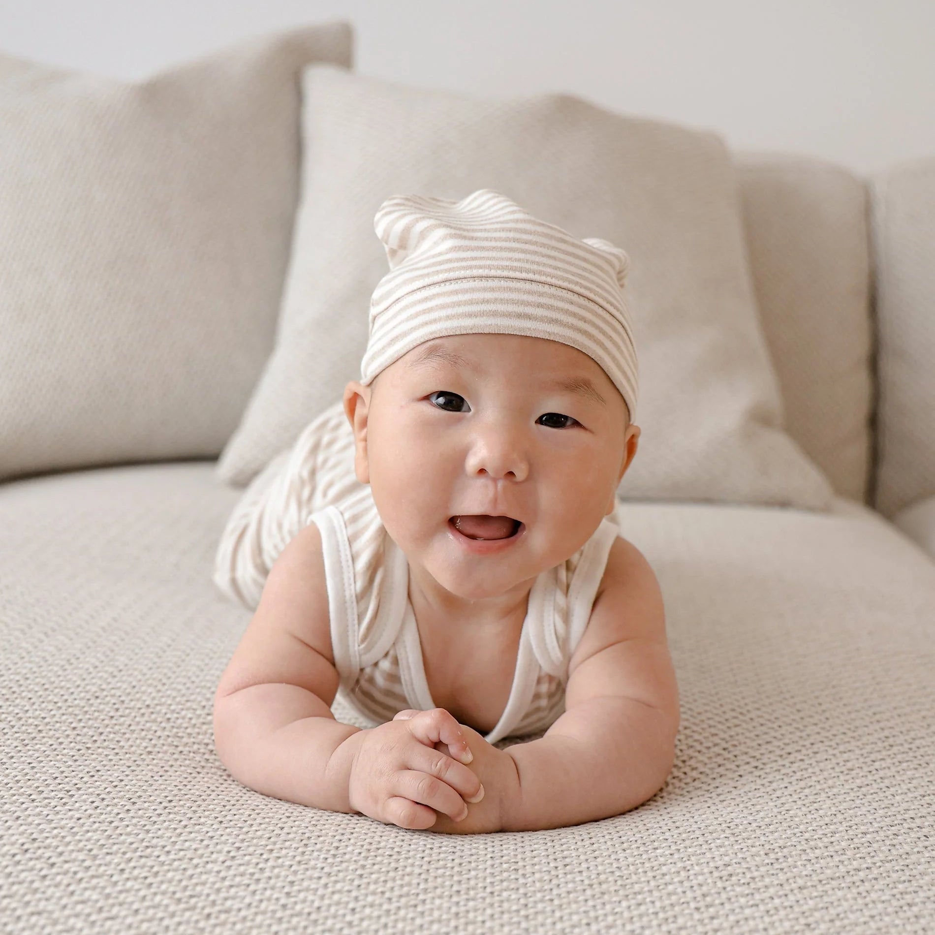 Comfy Baby Beanie - Heather Striped