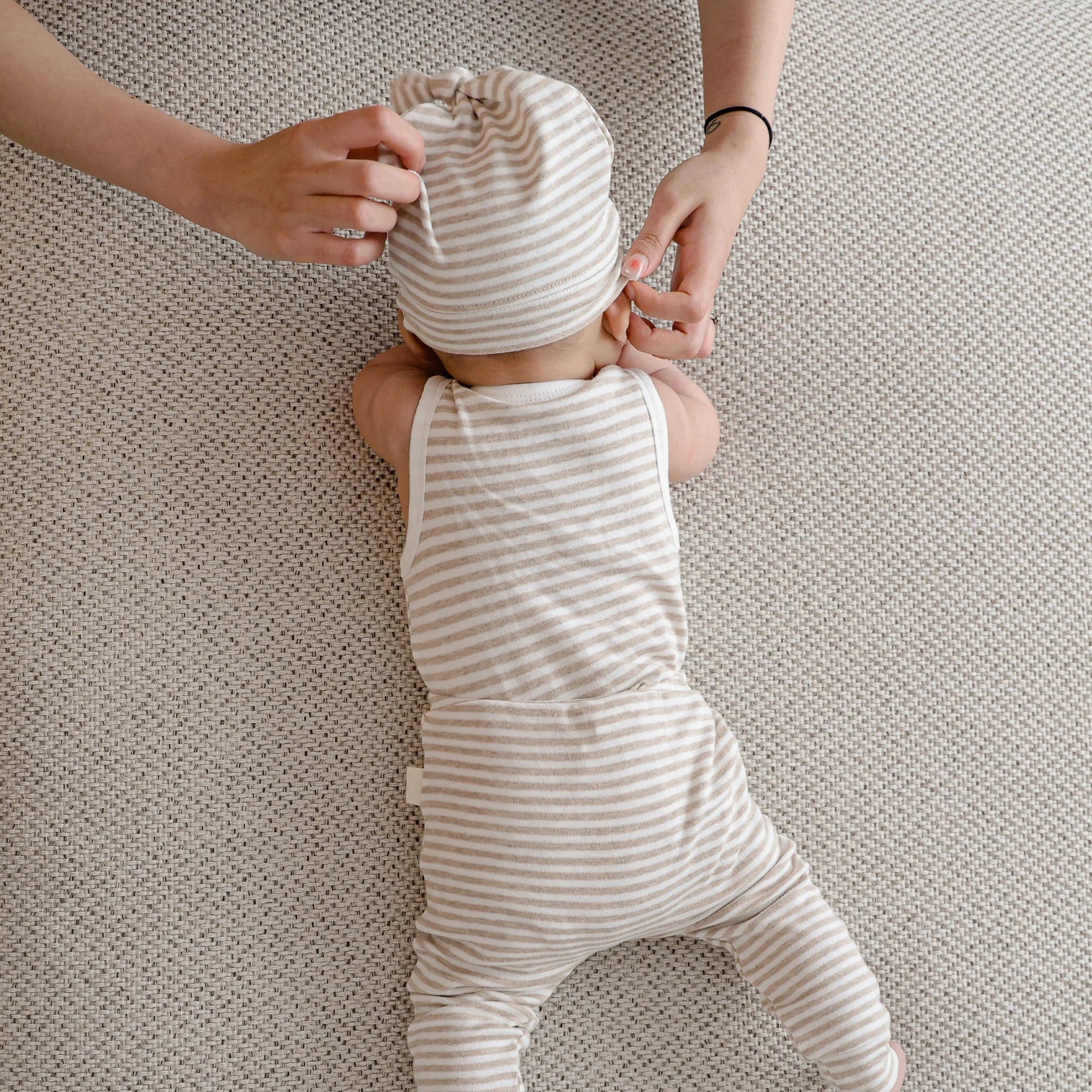 Comfy Baby Beanie - Heather Striped