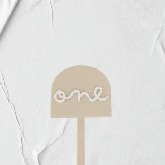 'one' Cake Topper - neutral gender acrylic